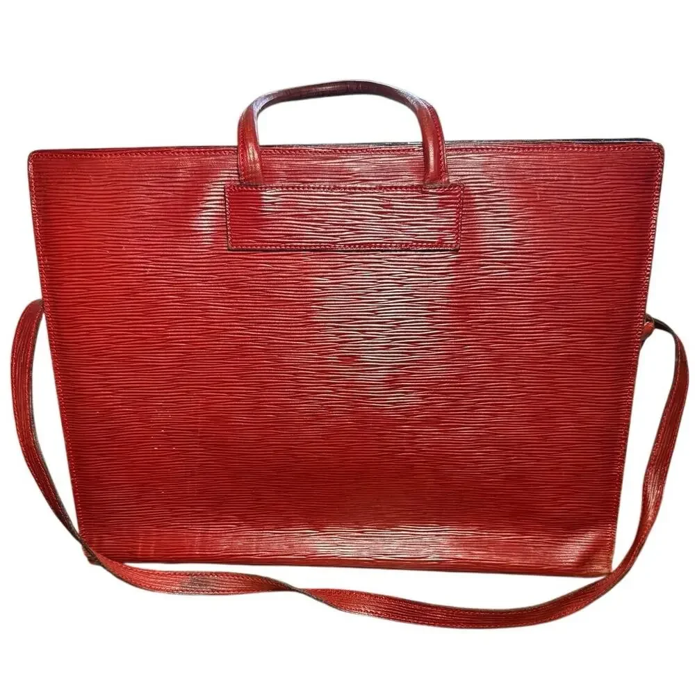 Vintage I Ponti Firenze Red Epi Leather Briefcase Bag Handbag Italy AS IS
